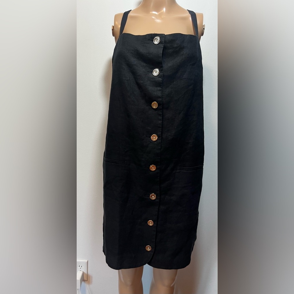 J. Crew Black Button-Front Mini Dress